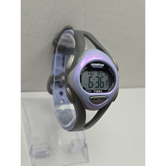 Timex Ironman Triathlon 50 Lap Purple Gray WR 100M Indiglo Watch New Battery - Picture 3 of 11